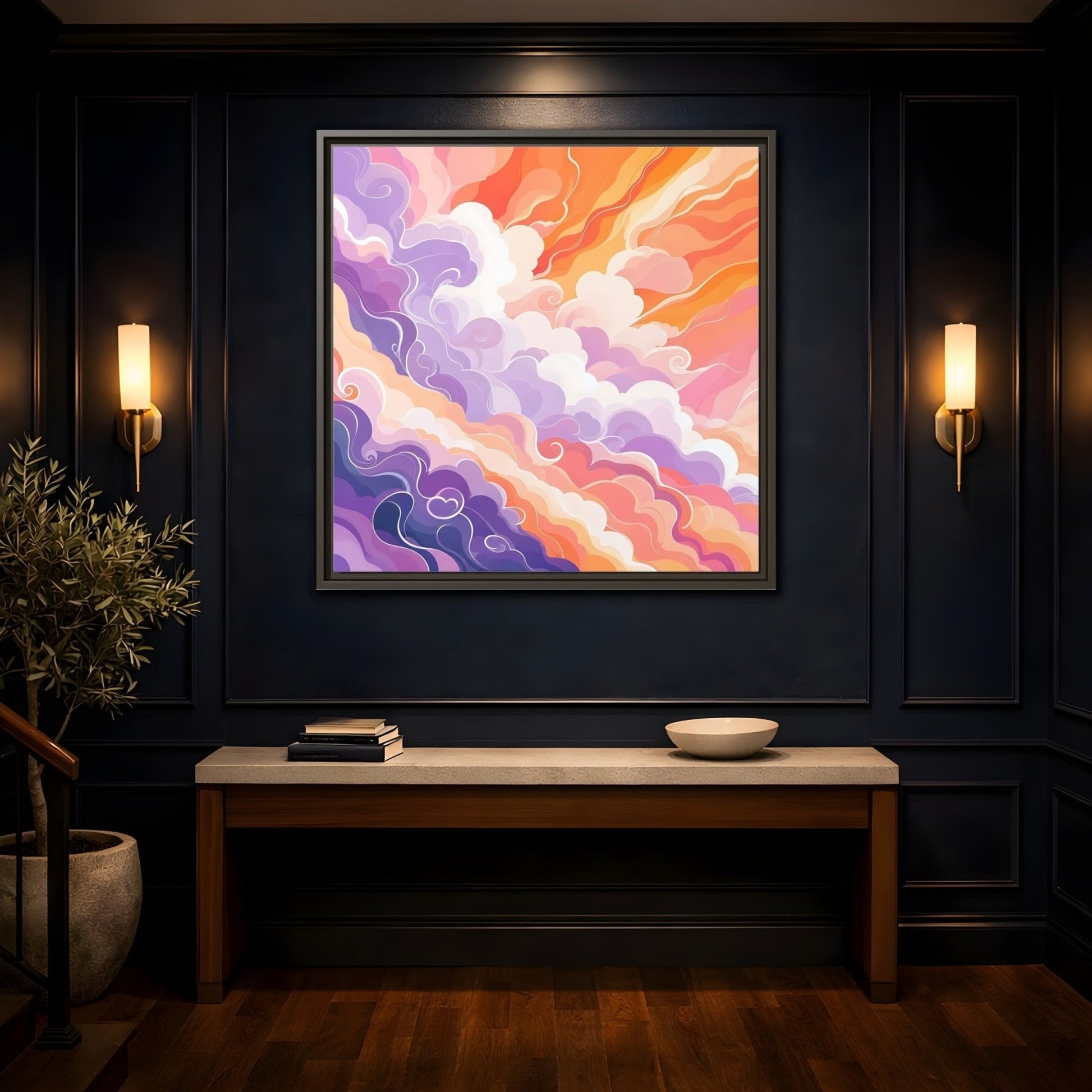 Abstract Clouds Colorful Framed Canvas Print – Living Room, Above Couch - YesArtYes