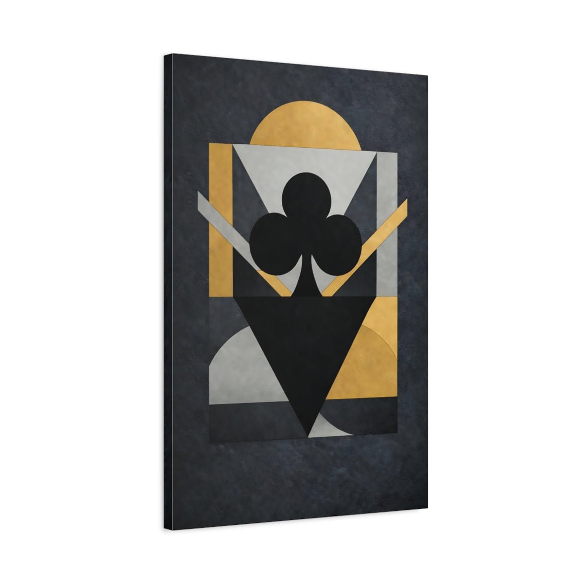 Abstract Club Symbol Black Gold Geometric - Canvas Wall Art Print - YesArtYes