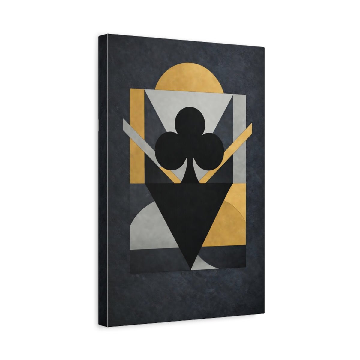 Abstract Club Symbol Black Gold Geometric - Canvas Wall Art Print - YesArtYes