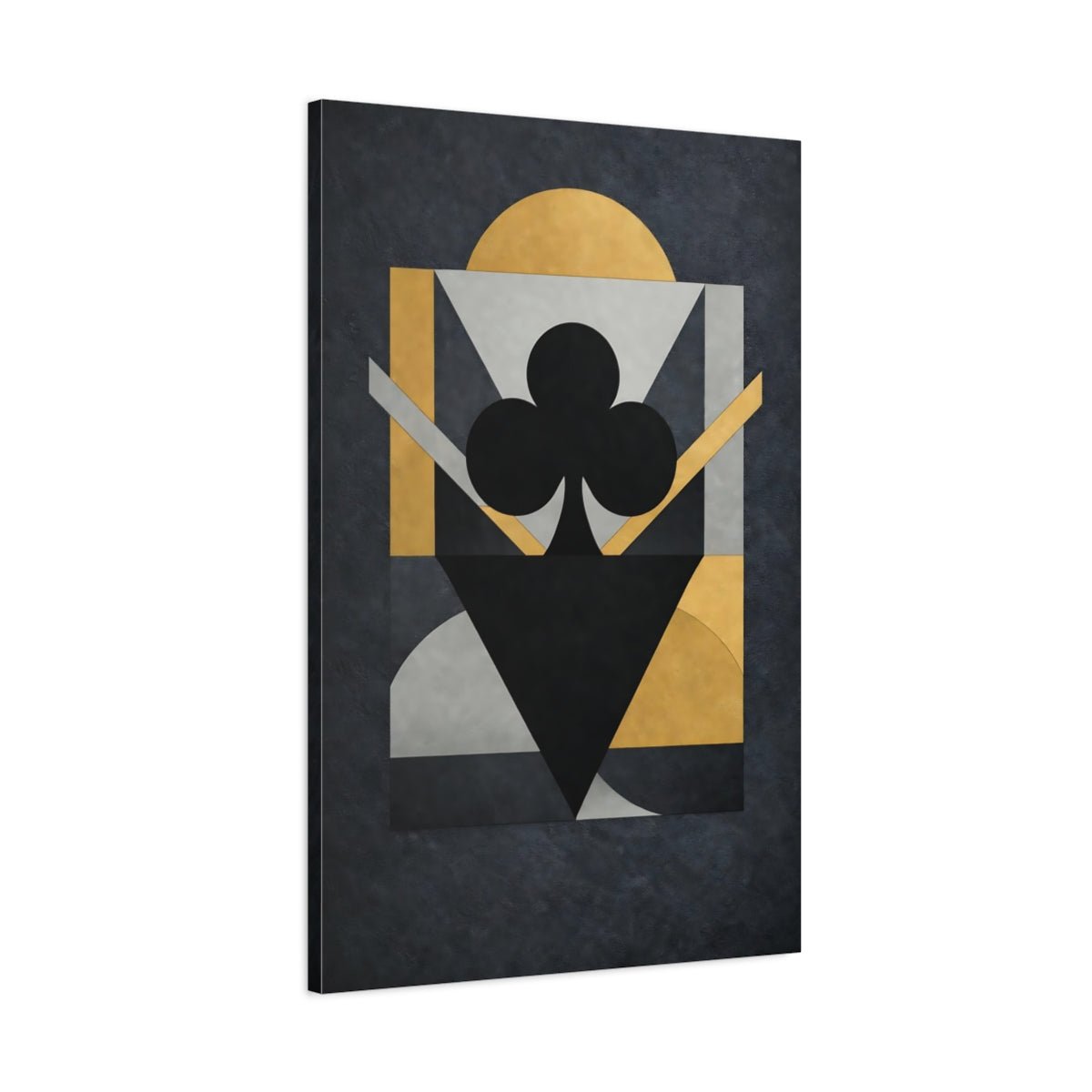 Abstract Club Symbol Black Gold Geometric - Canvas Wall Art Print - YesArtYes