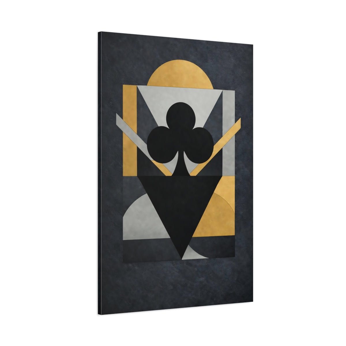 Abstract Club Symbol Black Gold Geometric - Canvas Wall Art Print - YesArtYes