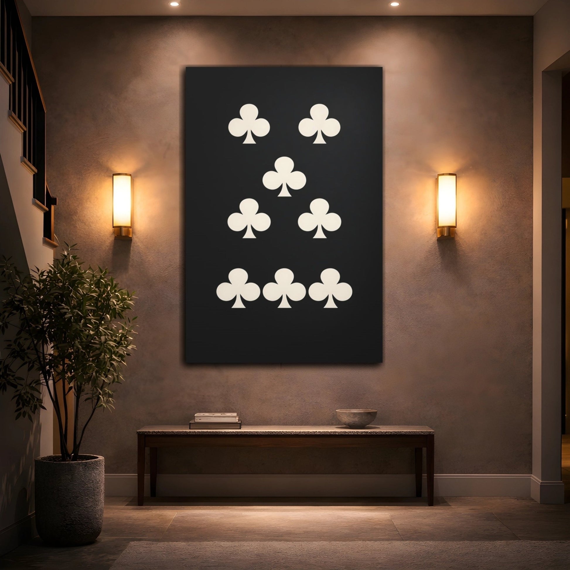 Abstract Club Symbols Black Cream Design - Canvas Wall Art Print - YesArtYes