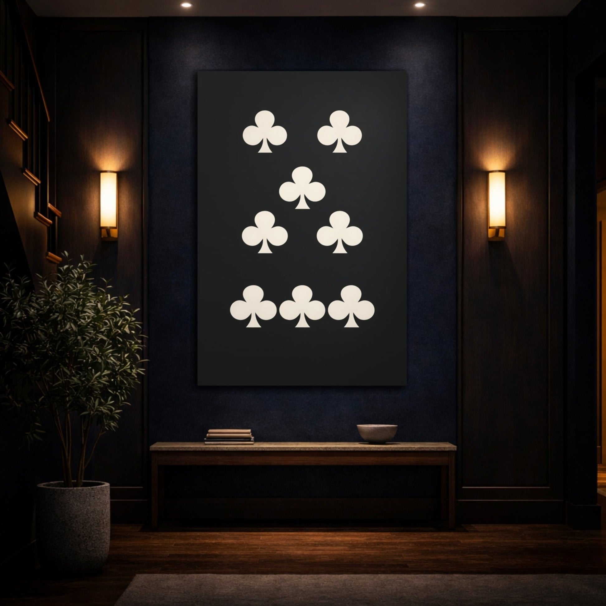 Abstract Club Symbols Black Cream Design - Canvas Wall Art Print - YesArtYes