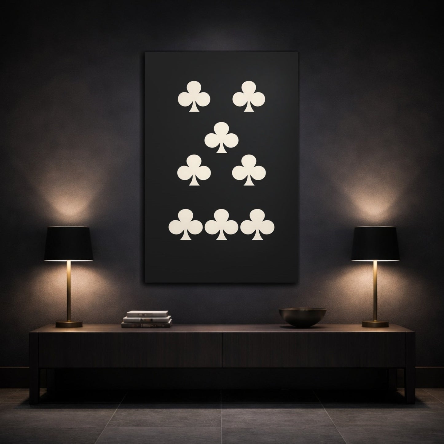 Abstract Club Symbols Black Cream Design - Canvas Wall Art Print - YesArtYes