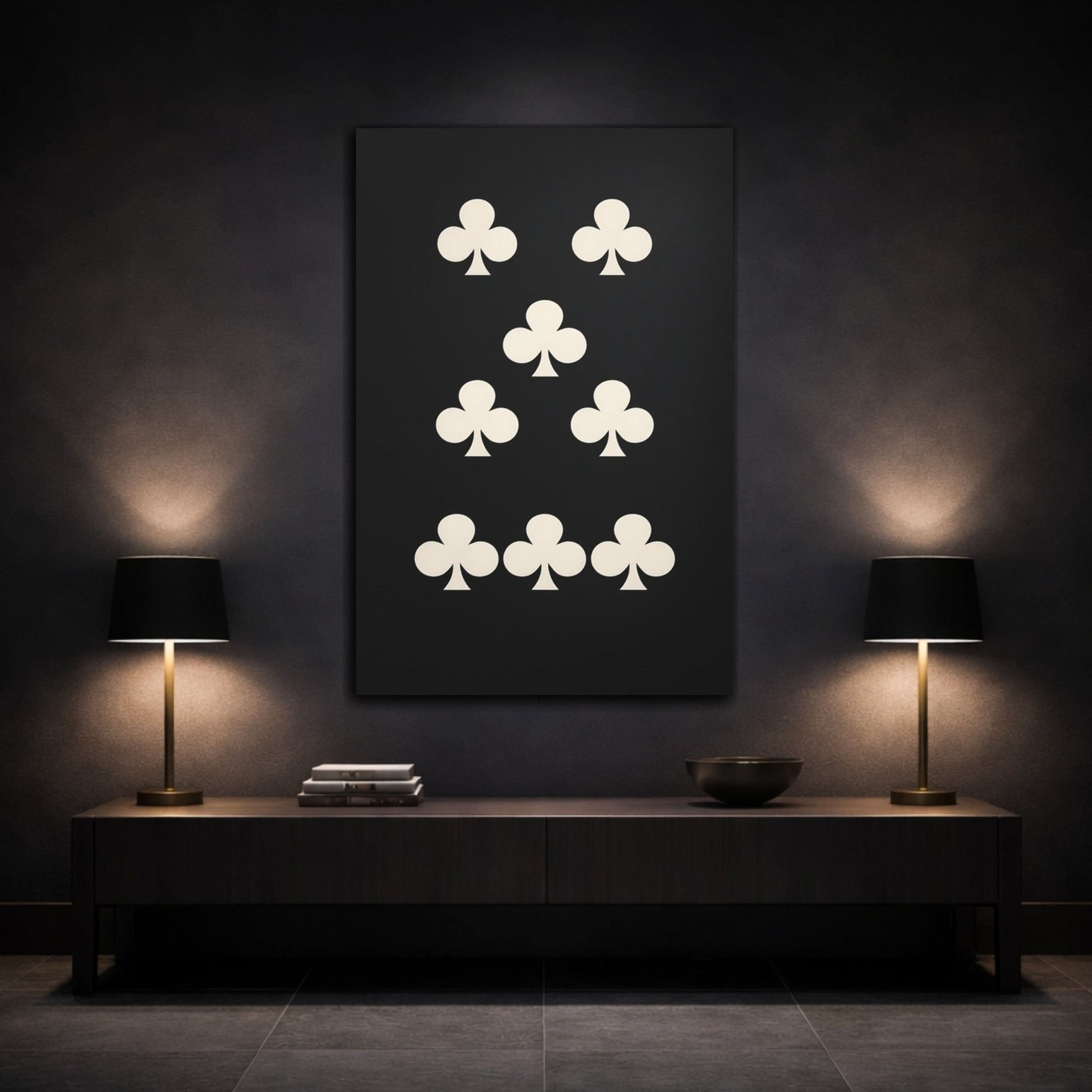 Abstract Club Symbols Black Cream Design - Canvas Wall Art Print - YesArtYes