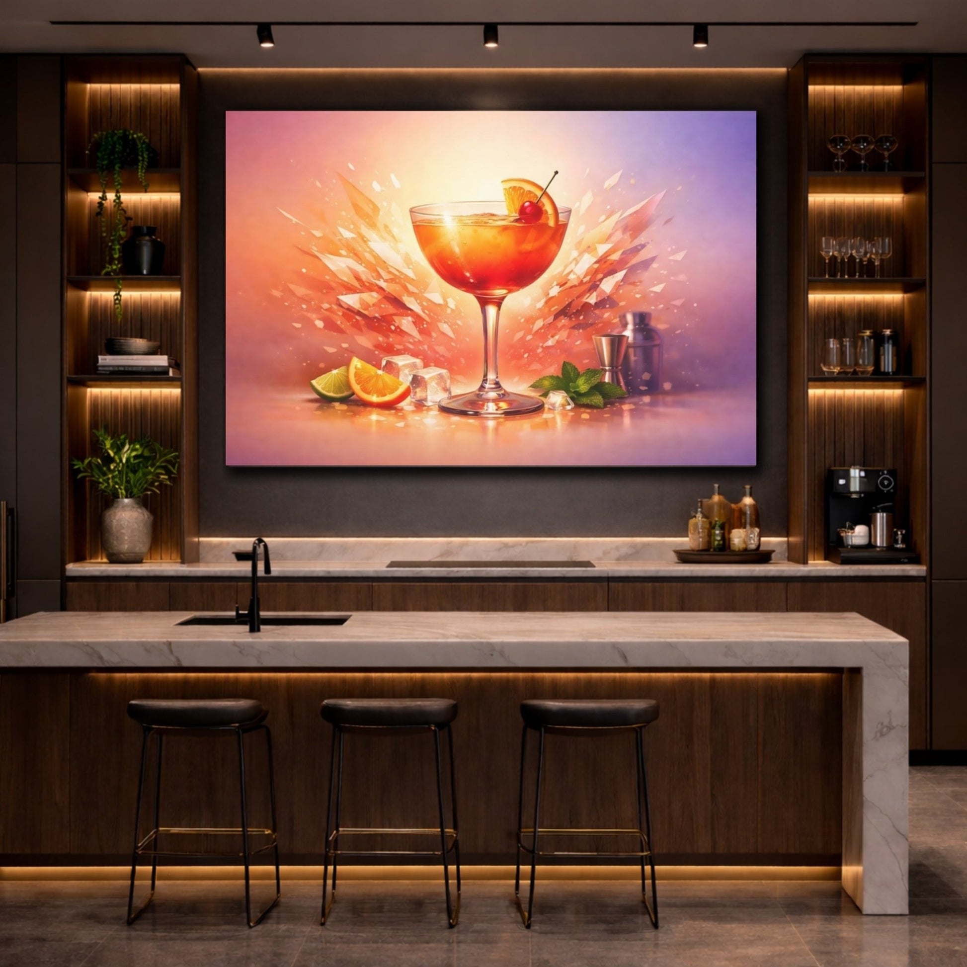 Abstract Cocktail Orange - Canvas Wall Art Print - YesArtYes