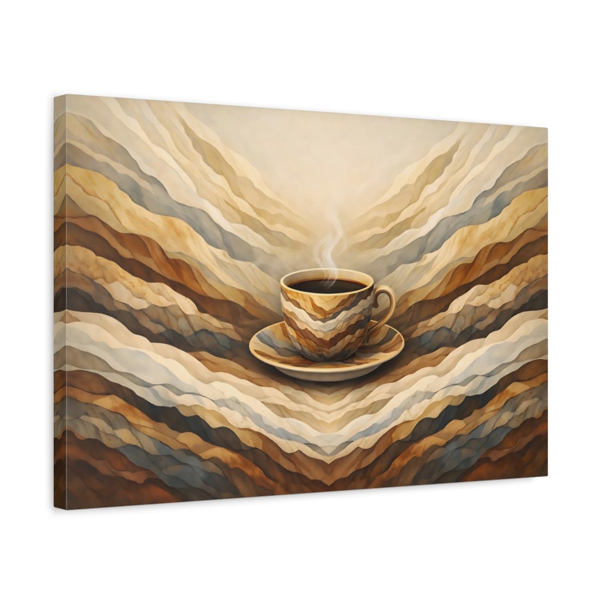 Abstract Coffee Cup Brown Art - Canvas Wall Art Print - YesArtYes