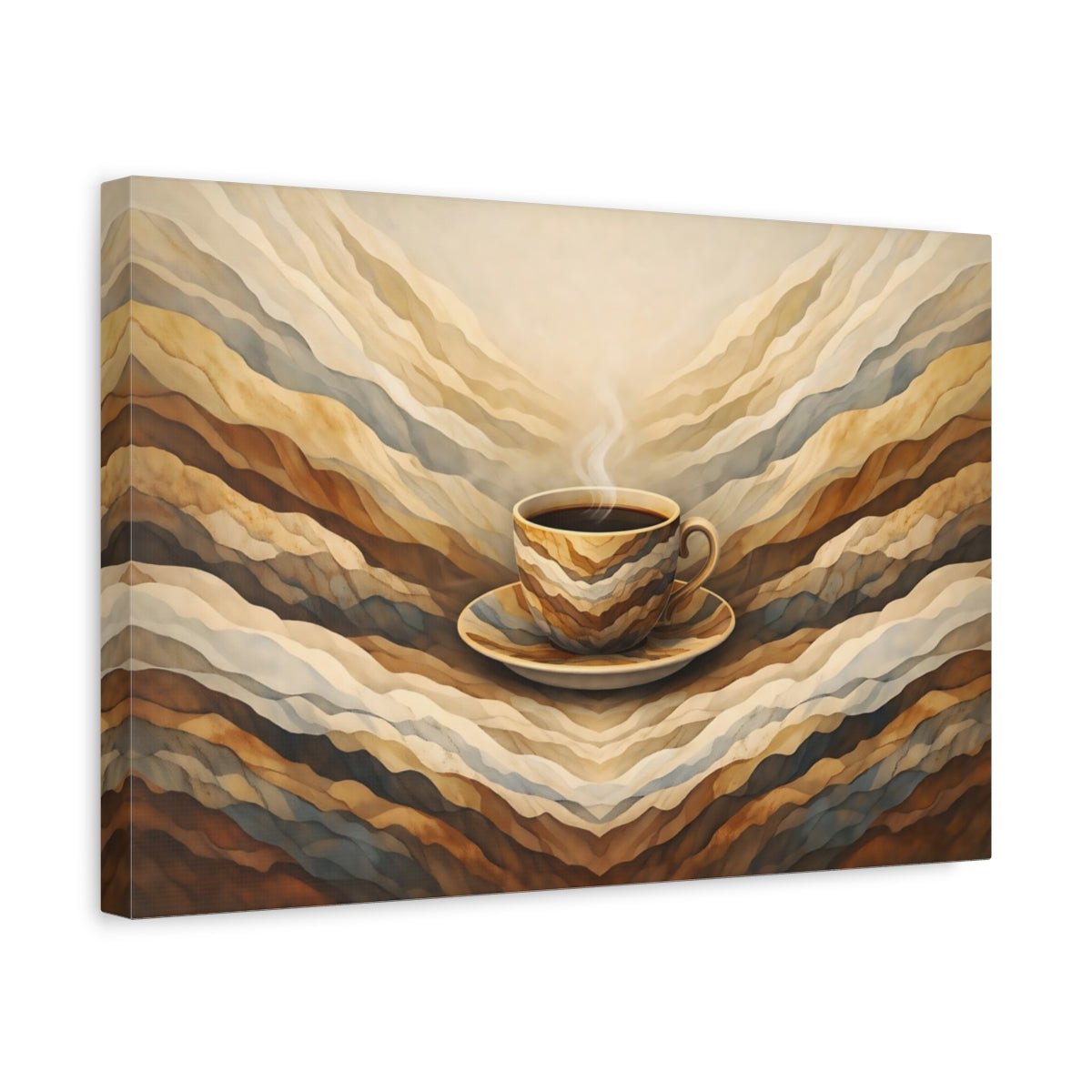 Abstract Coffee Cup Brown Art - Canvas Wall Art Print - YesArtYes