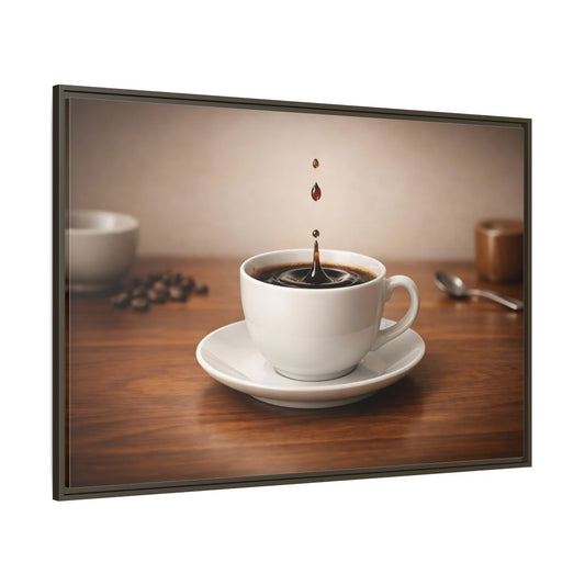 Main Mockup. Abstract Coffee Drip Coffee Splash shown as stretched canvas wall art