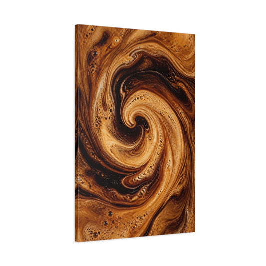 Main Mockup. Abstract Coffee Swirl Brown Coffee shown as stretched canvas wall art