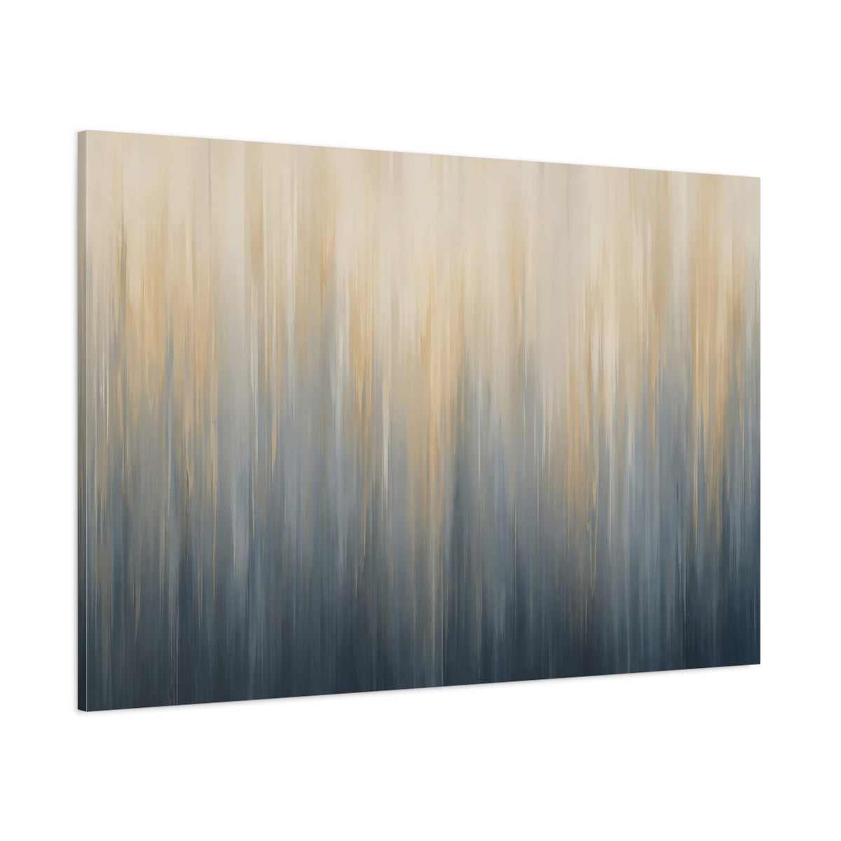 Side Mockup 1. Abstract Color Blend Blue And Gold Abstract shown as stretched canvas wall art