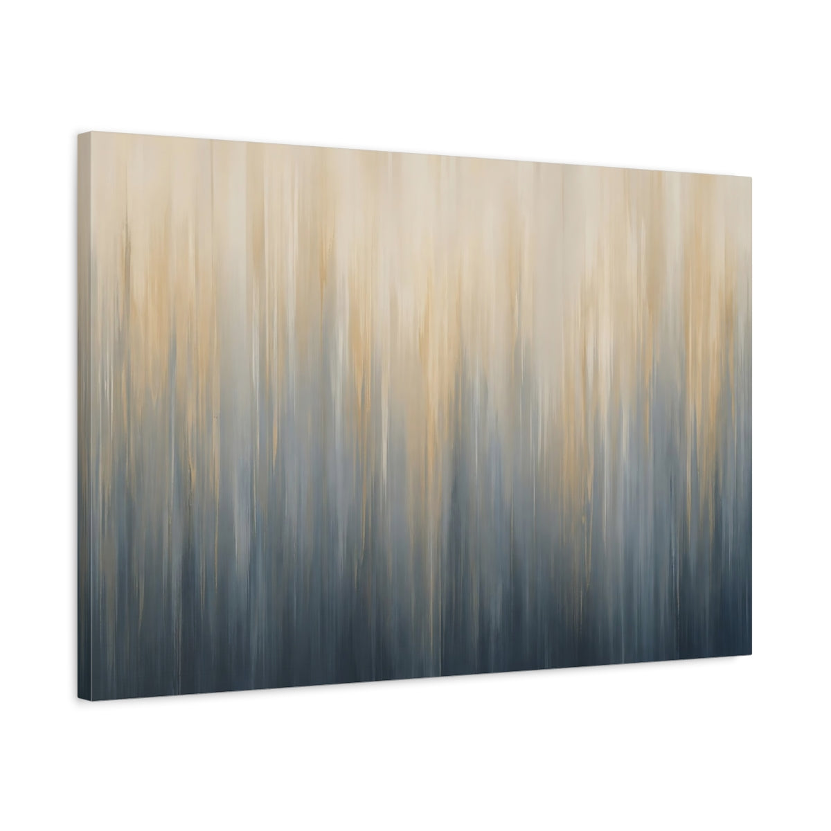 Side Mockup 2. Abstract Color Blend Blue And Gold Abstract shown as stretched canvas wall art