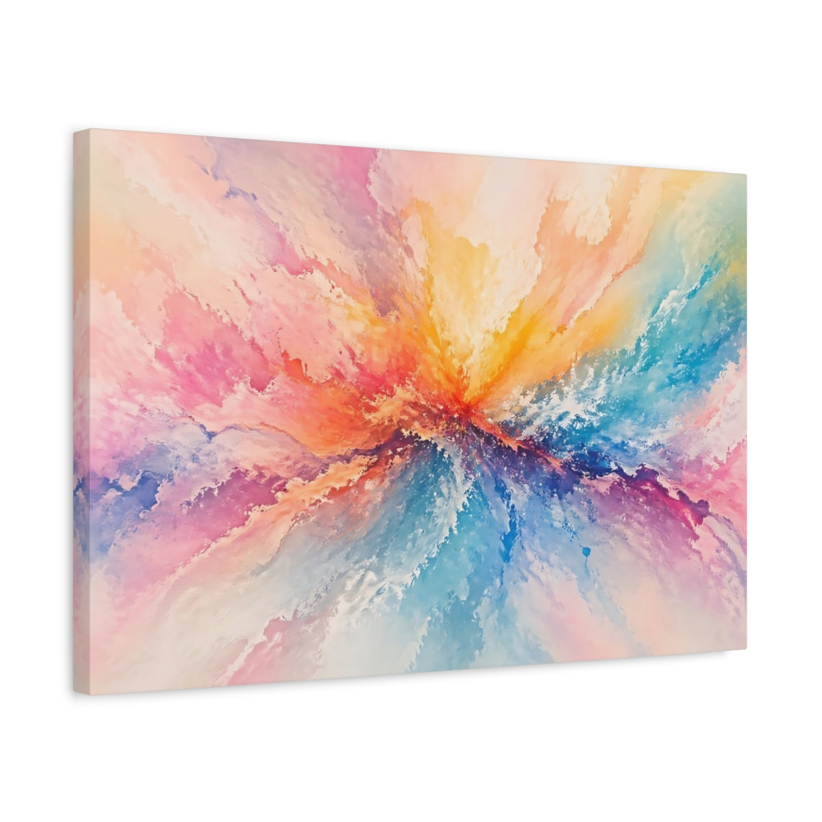 Side Mockup 3. Abstract Color Burst Colorful Abstract shown as stretched canvas wall art