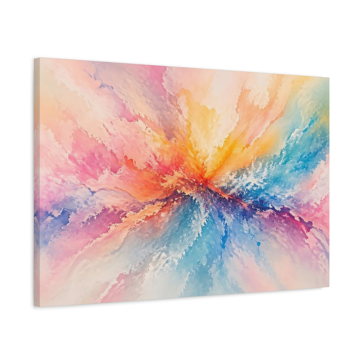 Side Mockup 2. Abstract Color Burst Colorful Abstract shown as stretched canvas wall art