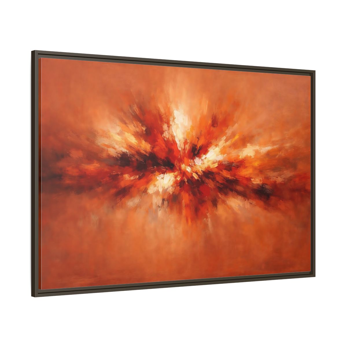 Main Mockup. Abstract Color Burst Orange Abstract shown as stretched canvas wall art