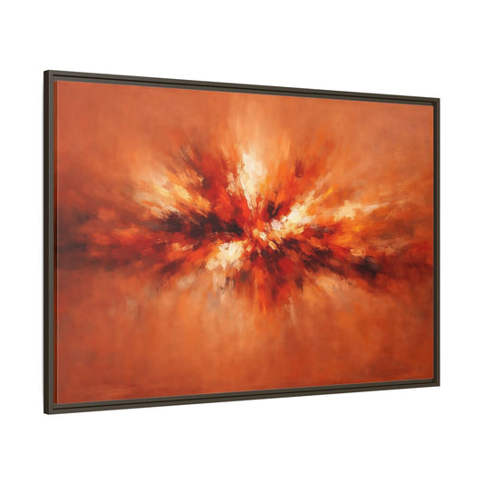 Main Mockup. Abstract Color Burst Orange Abstract shown as stretched canvas wall art