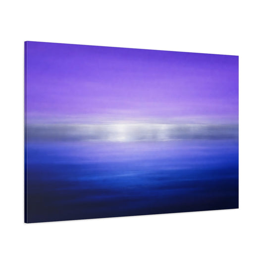 Main Mockup. Abstract Color Gradient Purple Blue Silver shown as stretched canvas wall art