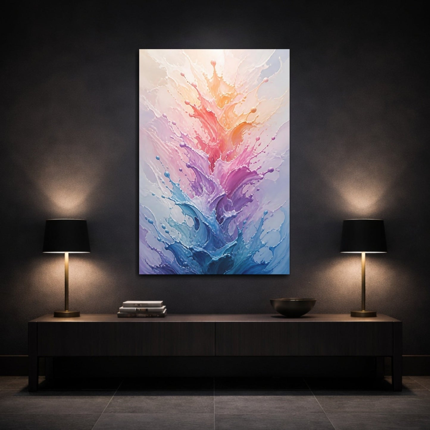 Abstract Color Splashes Colorful Canvas Wall Art Print – Living Room, Above Console Table - YesArtYes