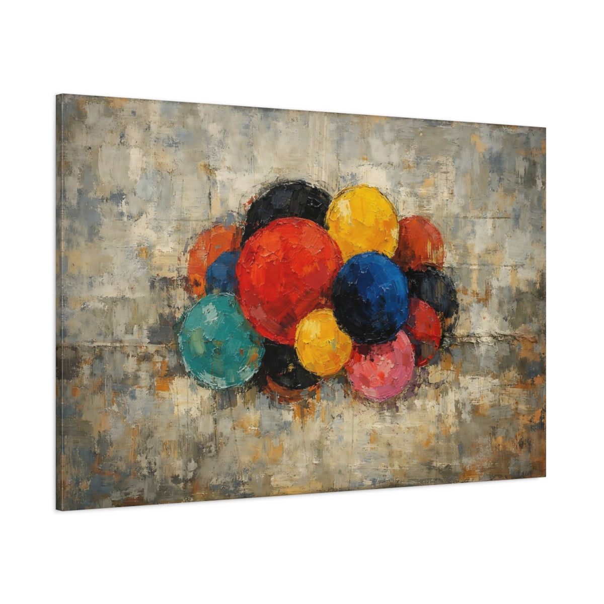 Main Mockup. Abstract Colorful Spheres Multicolor Abstract shown as stretched canvas wall art