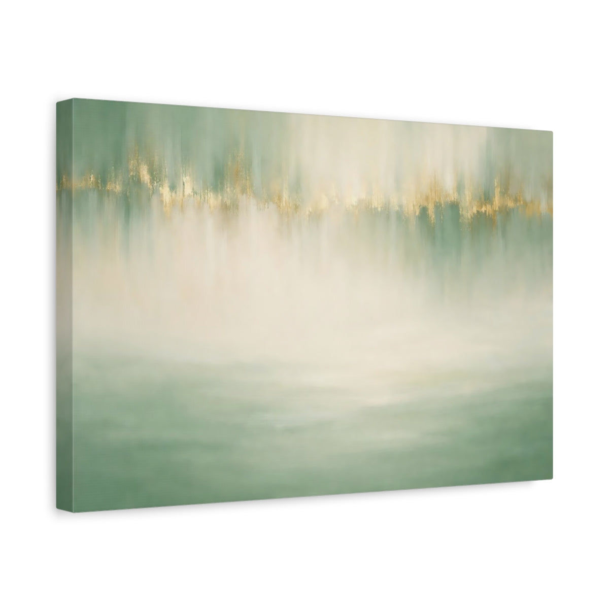 Side Mockup 4. Abstract Abstract Colors Green And Gold shown as stretched canvas wall art