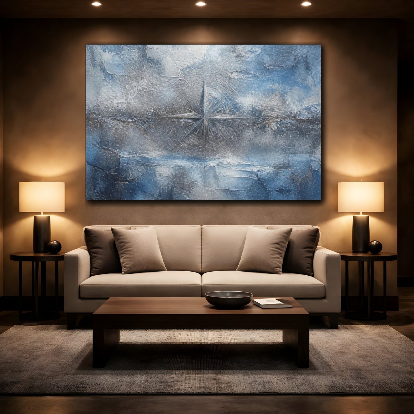 Mockup 2. Abstract Compass Rose shown as canvas print