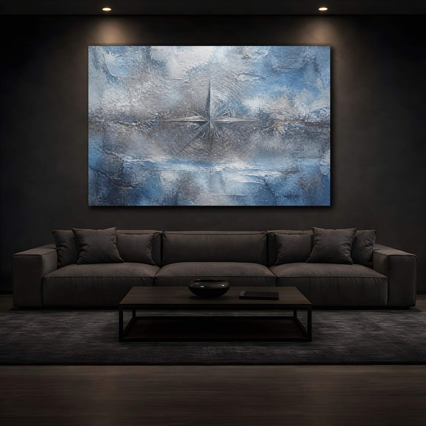 Mockup 3. Abstract Compass Rose shown as canvas print