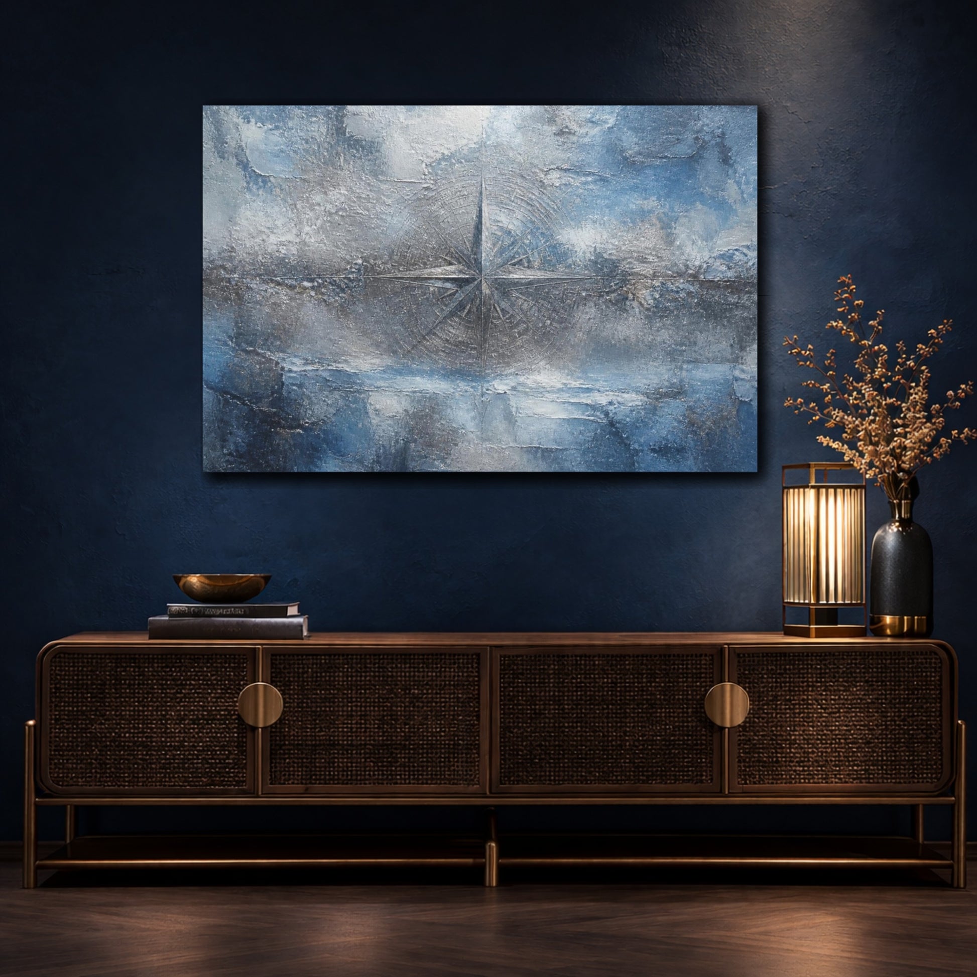 Mockup 4. Abstract Compass Rose shown as canvas print