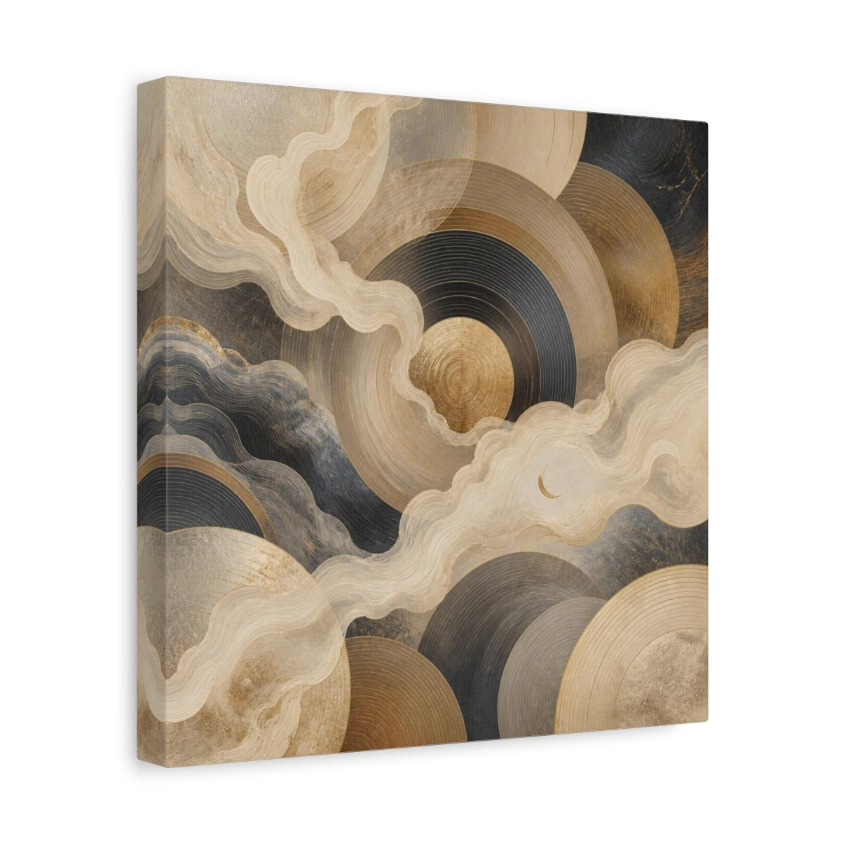 Side Mockup 8. Abstract Concentric Circles With Crescent shown as canvas print