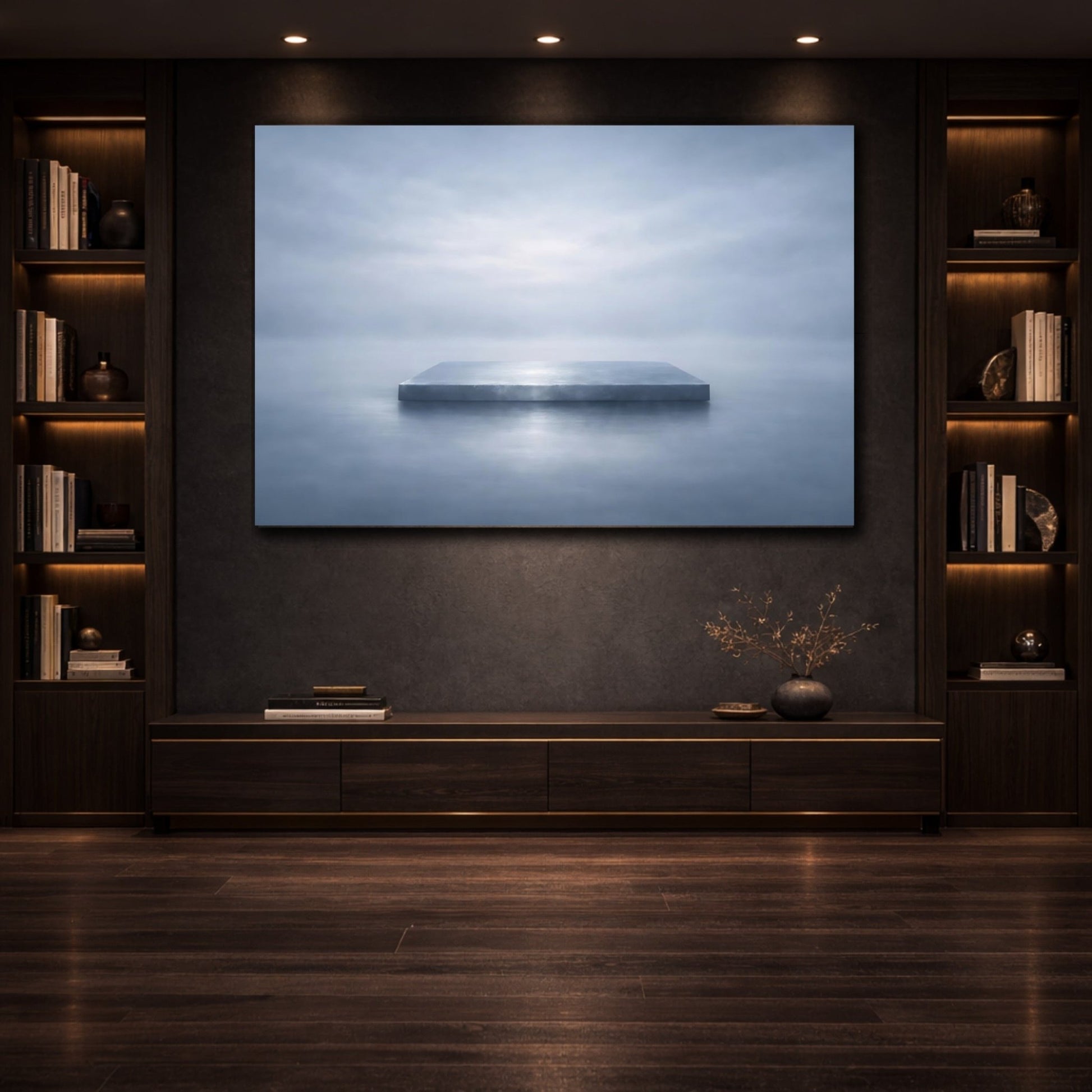 Abstract Concrete Slab Misty Blue - Canvas Wall Art Print - YesArtYes