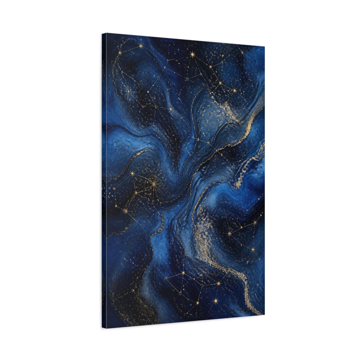 Abstract Constellations Blue And Gold Canvas Wall Art Print – Living Room, Above Console Table - YesArtYes