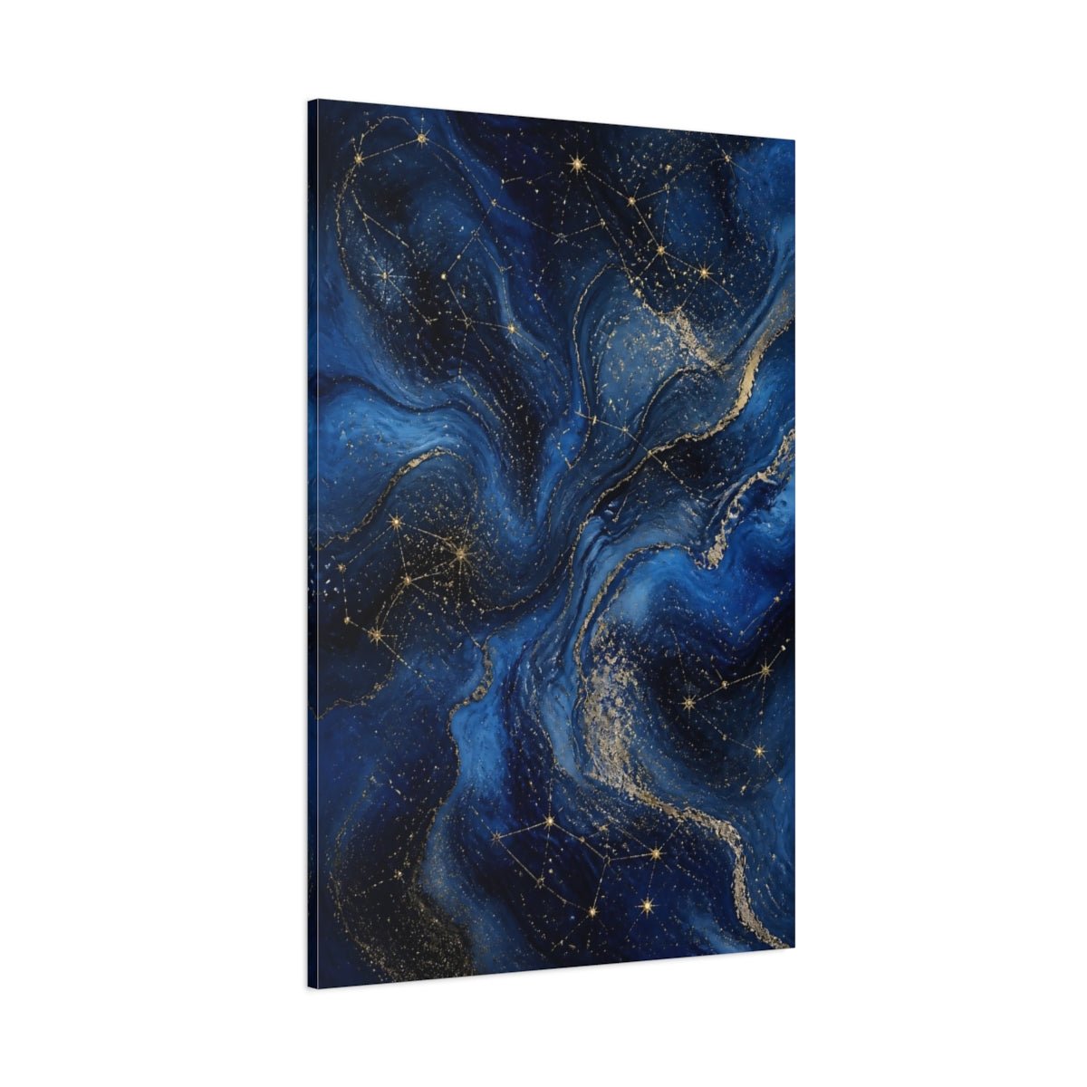 Abstract Constellations Blue And Gold Canvas Wall Art Print – Living Room, Above Console Table - YesArtYes