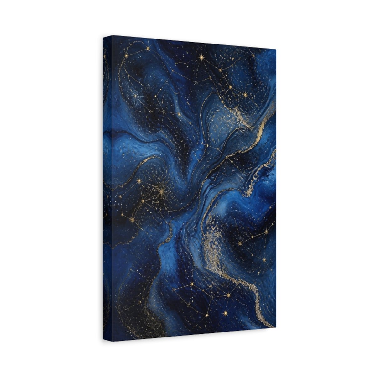 Abstract Constellations Blue And Gold Canvas Wall Art Print – Living Room, Above Console Table - YesArtYes