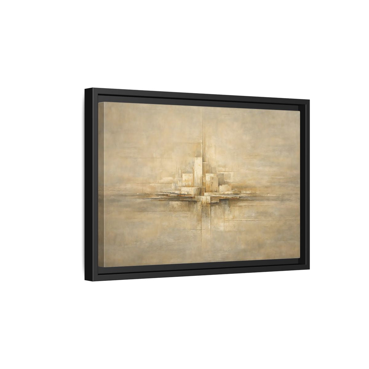 Side Mockup 6. Abstract Abstract City Beige Abstract shown as stretched canvas wall art