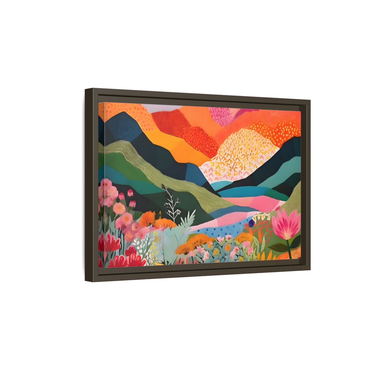 Side Mockup 5. Nature Abstract Landscape Vibrant Abstract Landscape shown as stretched canvas wall art