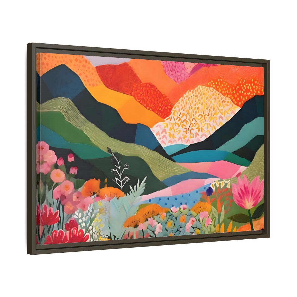Side Mockup 11. Nature Abstract Landscape Vibrant Abstract Landscape shown as stretched canvas wall art