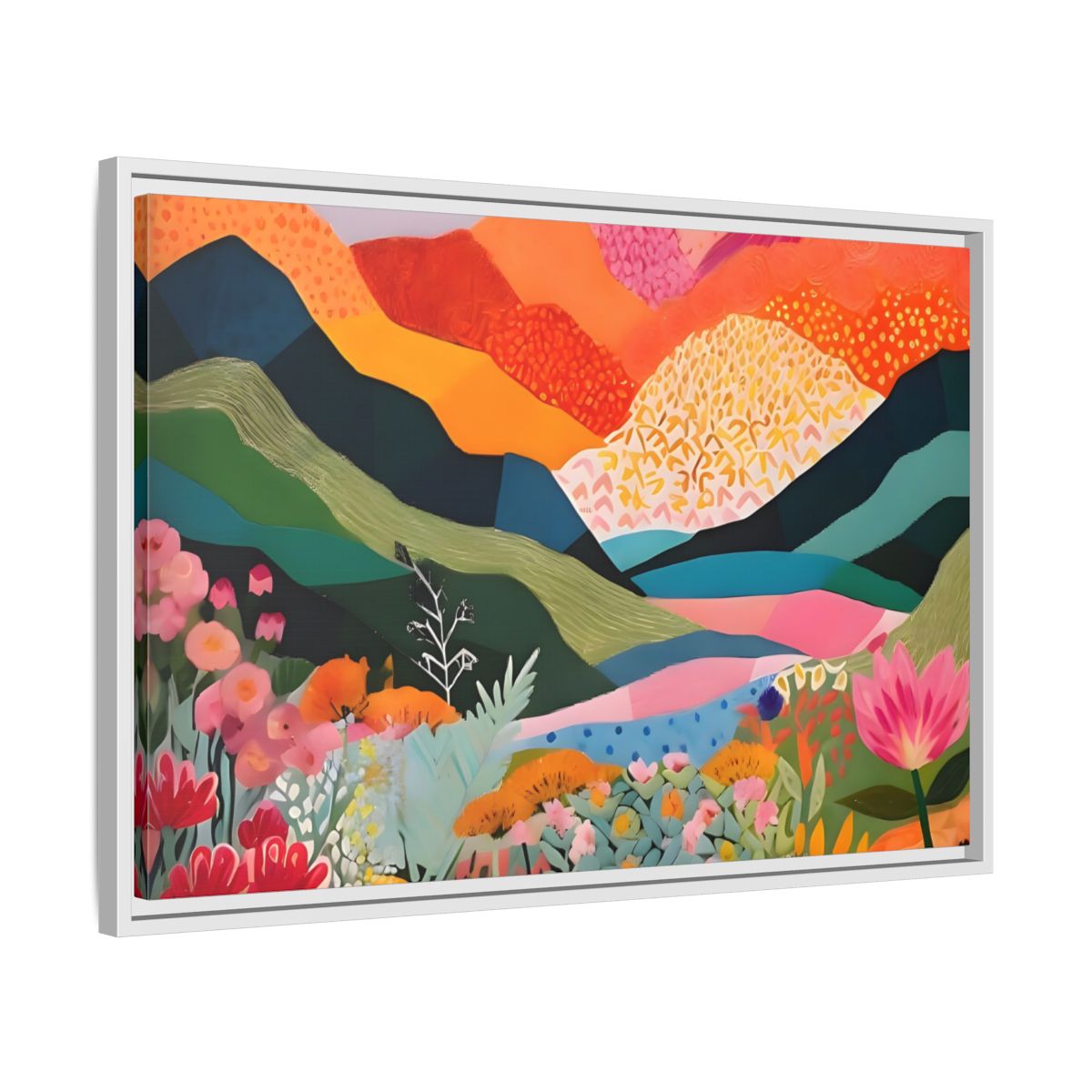 Side Mockup 10. Nature Abstract Landscape Vibrant Abstract Landscape shown as stretched canvas wall art