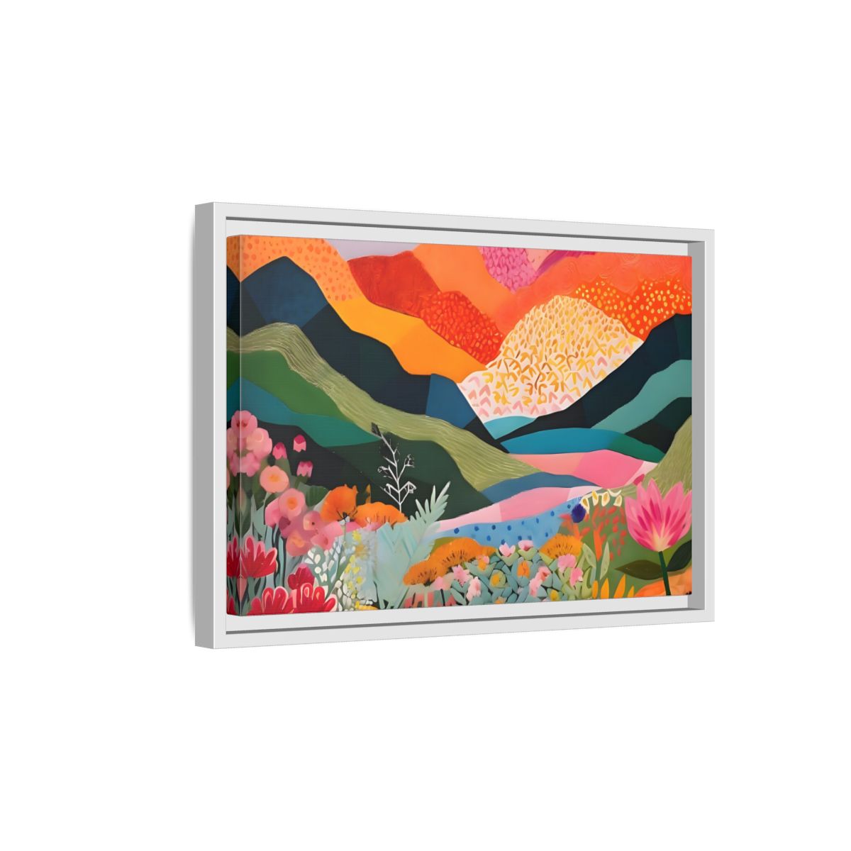 Side Mockup 4. Nature Abstract Landscape Vibrant Abstract Landscape shown as stretched canvas wall art