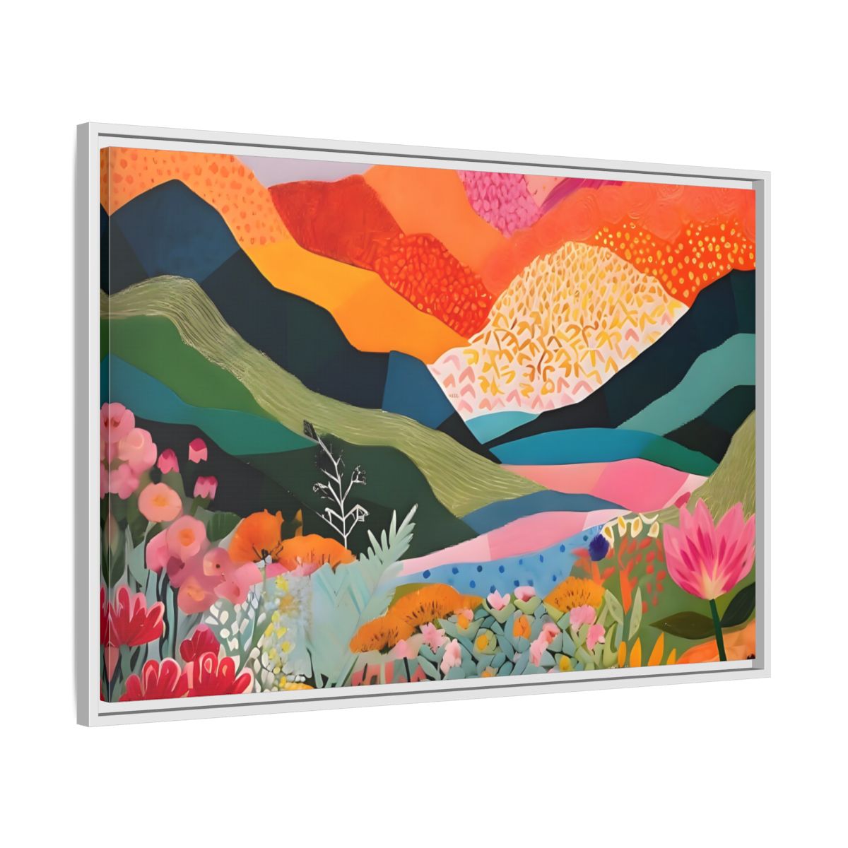 Side Mockup 8. Nature Abstract Landscape Vibrant Abstract Landscape shown as stretched canvas wall art