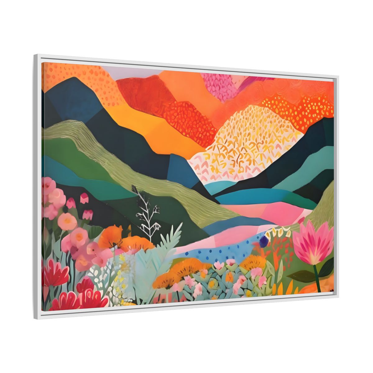 Side Mockup 7. Nature Abstract Landscape Vibrant Abstract Landscape shown as stretched canvas wall art