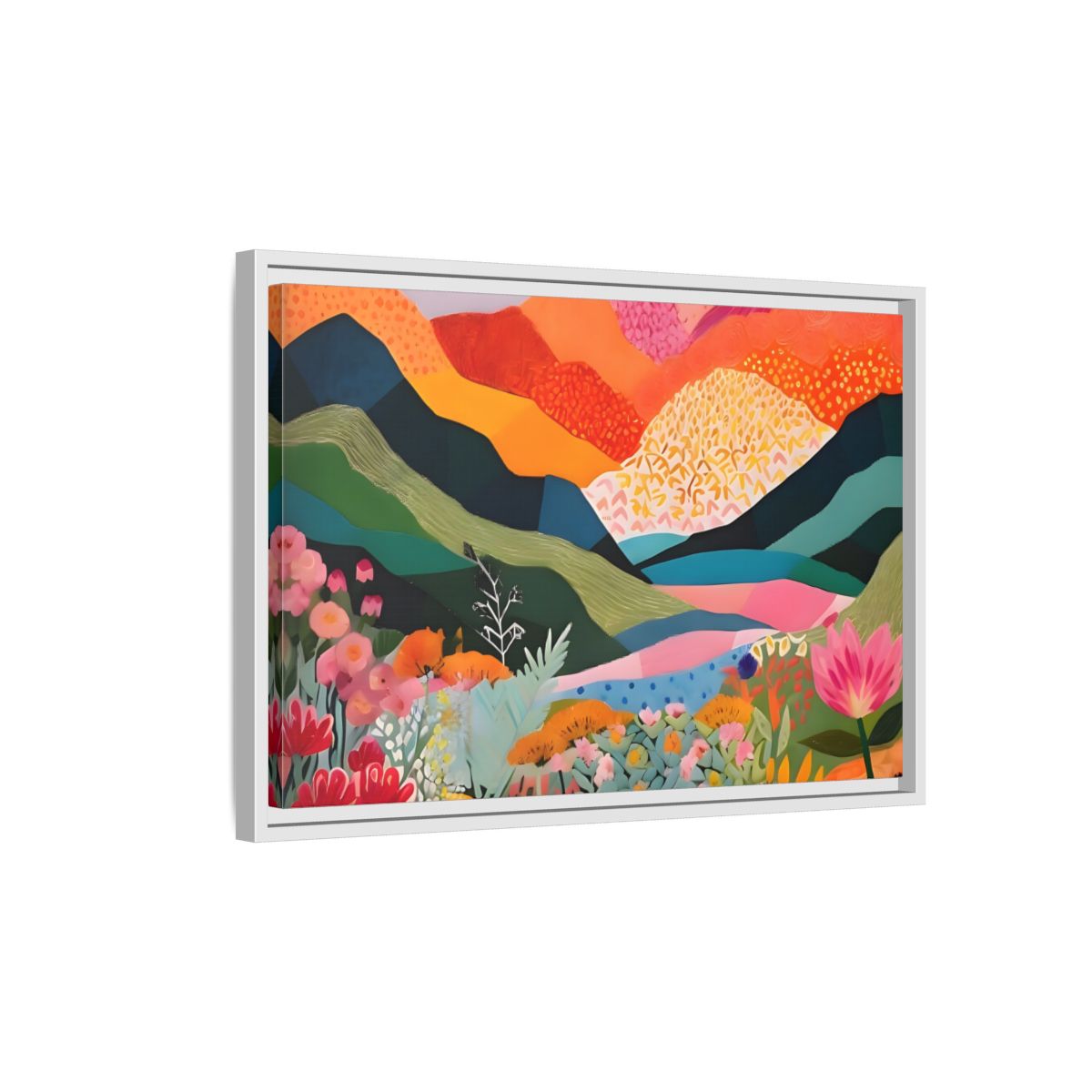Side Mockup 1. Nature Abstract Landscape Vibrant Abstract Landscape shown as stretched canvas wall art