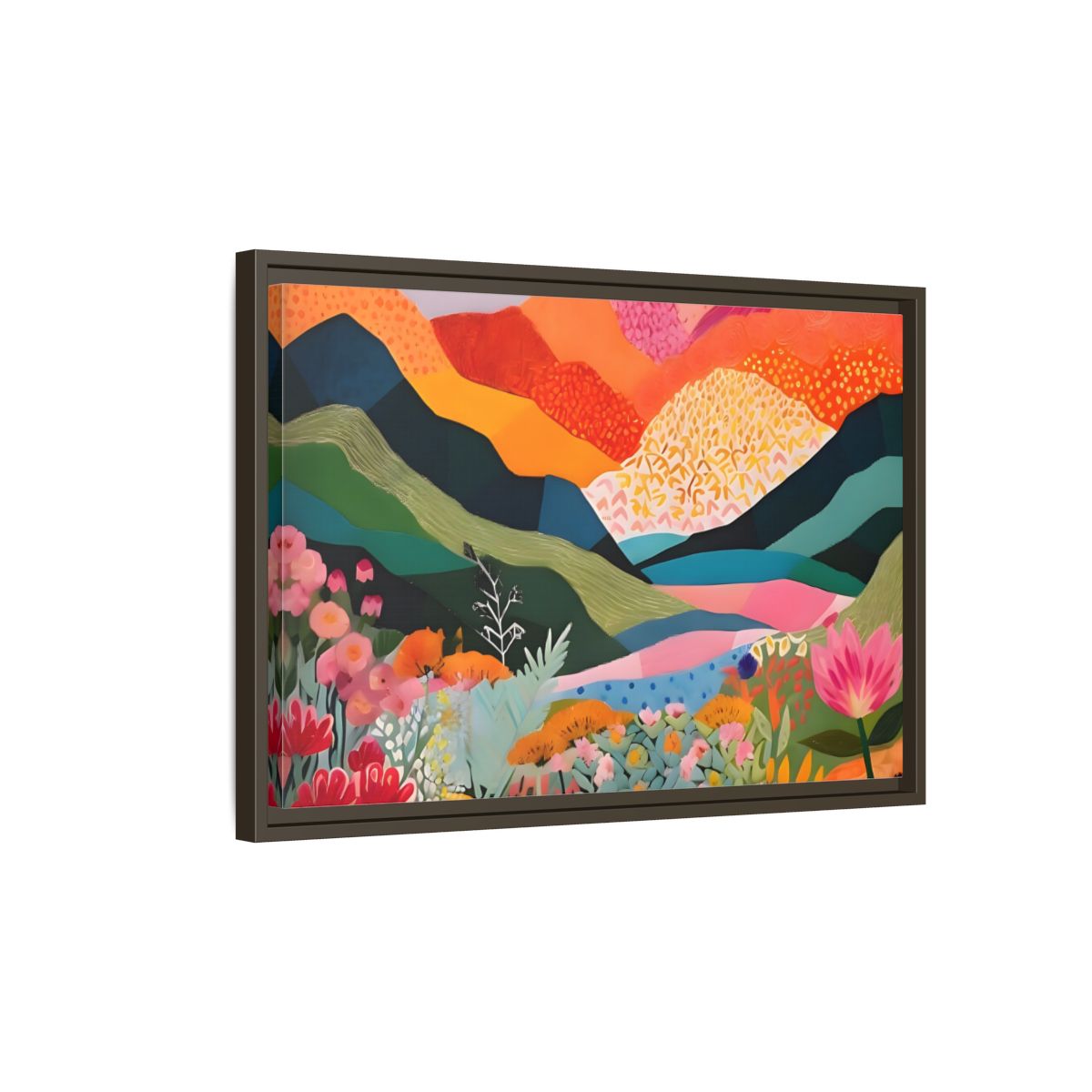 Side Mockup 2. Nature Abstract Landscape Vibrant Abstract Landscape shown as stretched canvas wall art