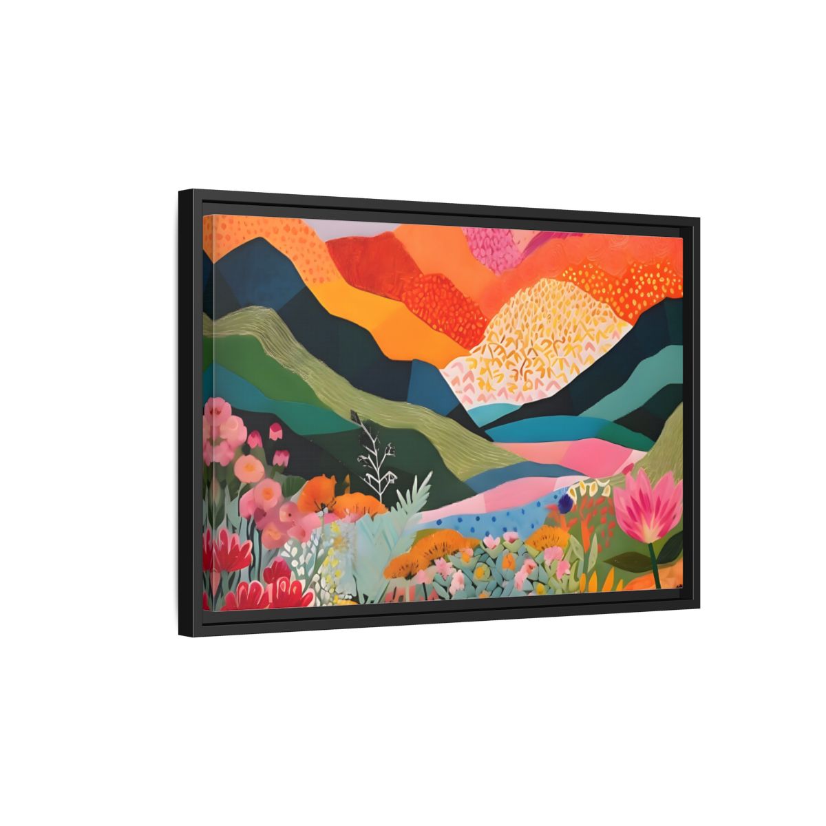 Side Mockup 3. Nature Abstract Landscape Vibrant Abstract Landscape shown as stretched canvas wall art