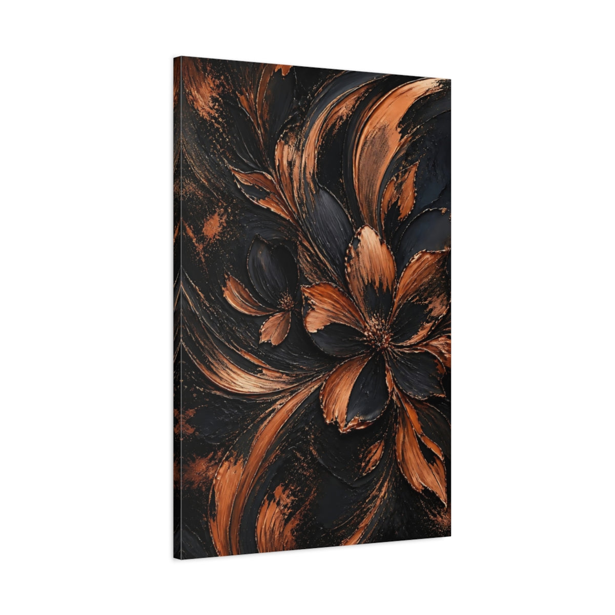Main Mockup. Abstract Copper Flower shown as canvas print