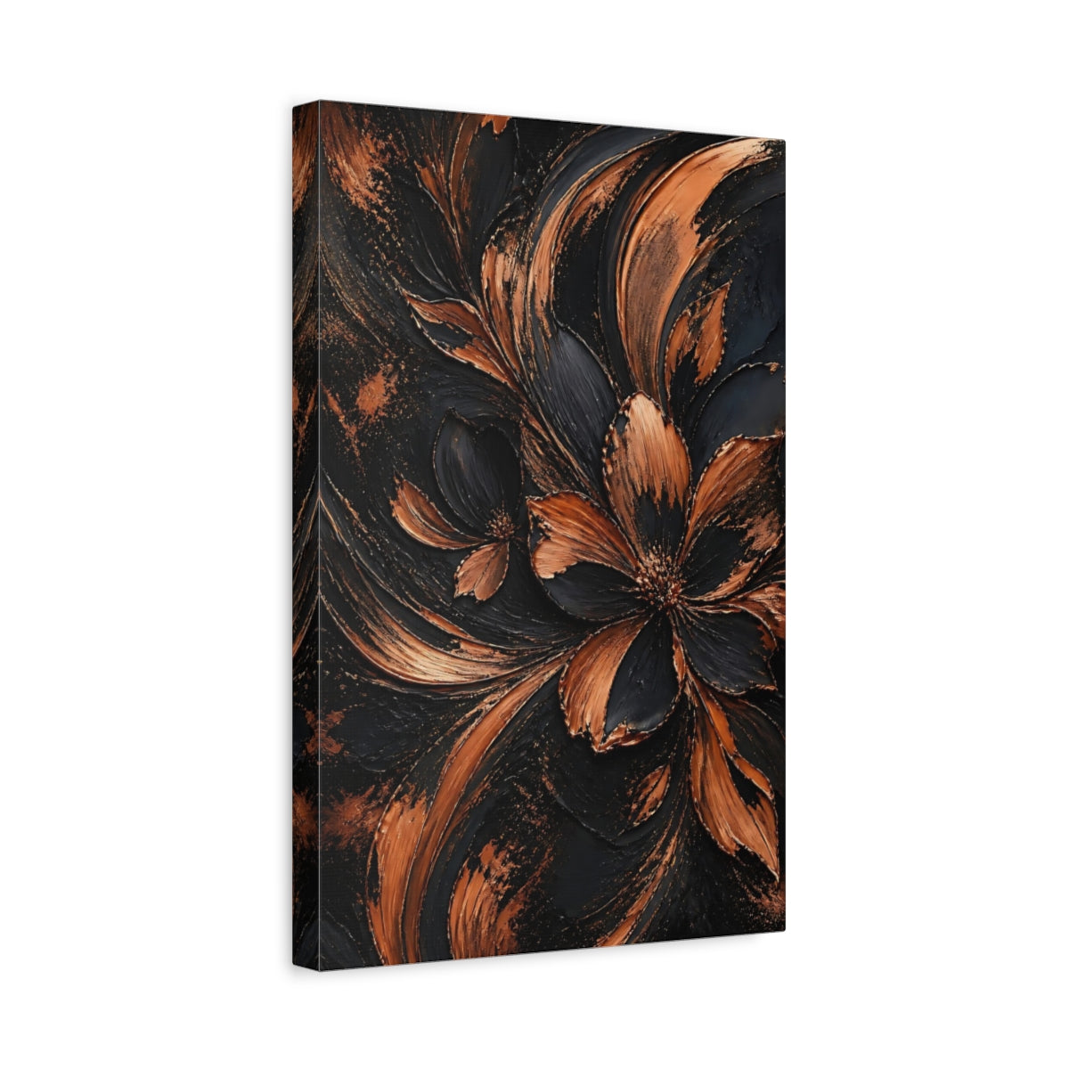 Side Mockup 4. Abstract Copper Flower shown as canvas print
