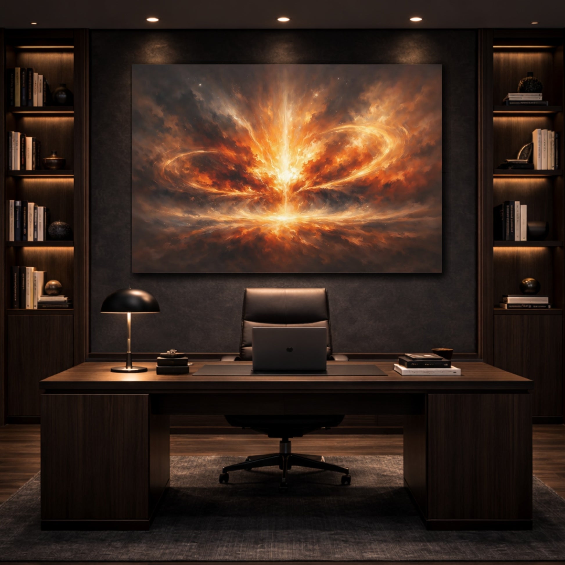 Mockup 4. Abstract Cosmic Energy High Contrast Scene shown as stretched canvas wall art