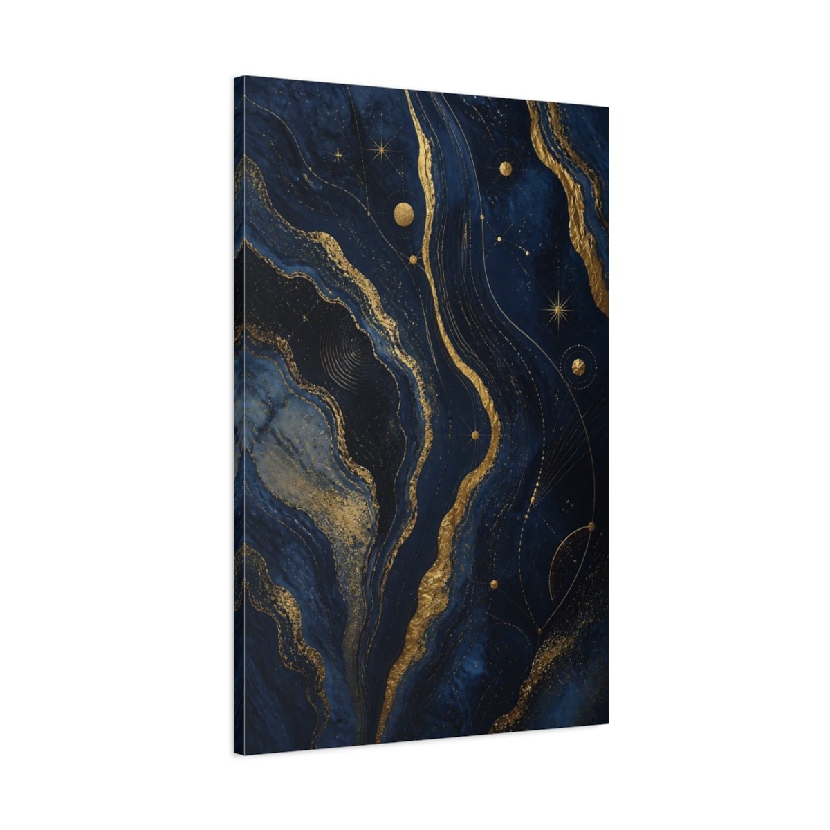 Abstract Cosmic Swirl Navy Gold Canvas Print – Living Room, Above Console Table - YesArtYes
