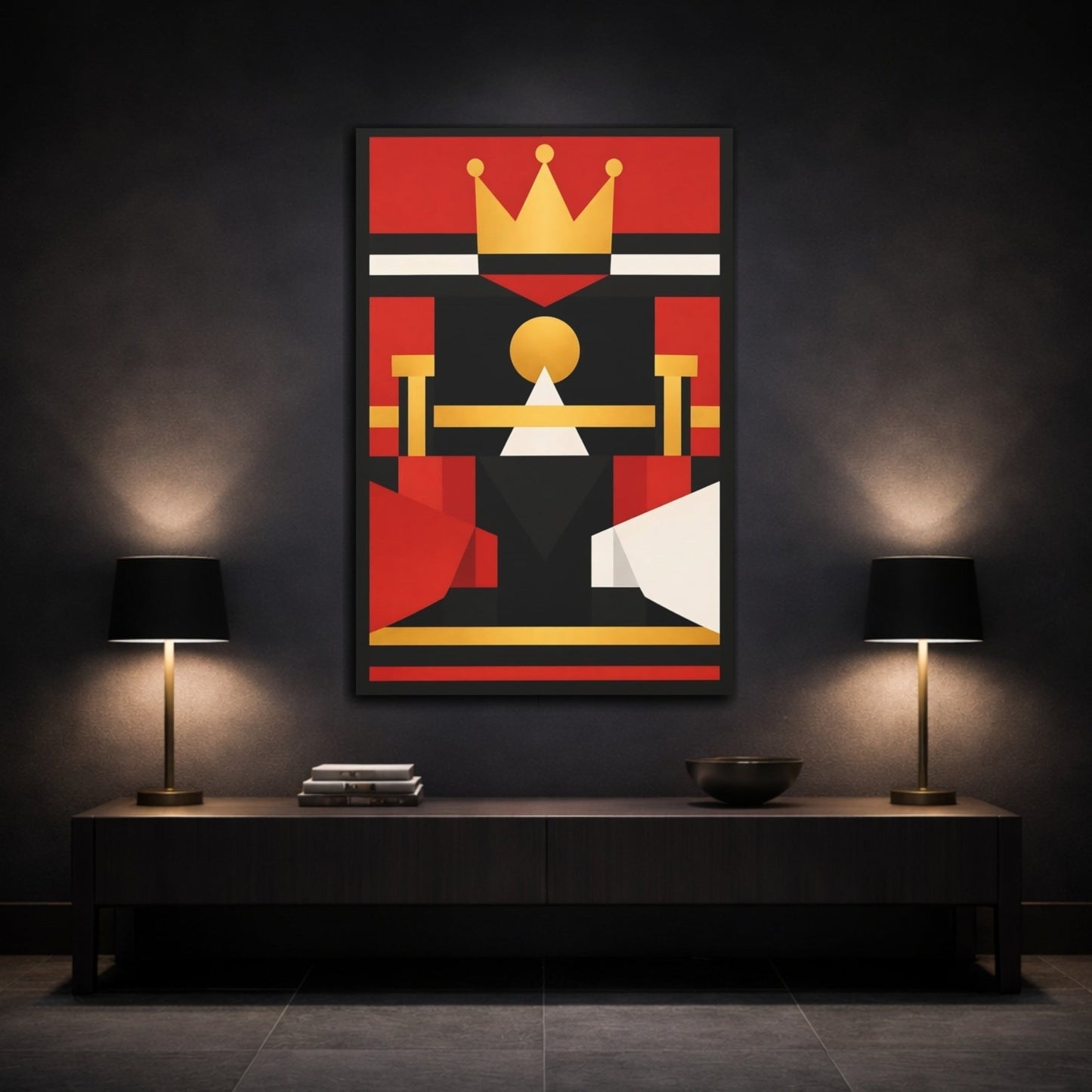 Abstract Crown Red Black - Canvas Wall Art Print - YesArtYes