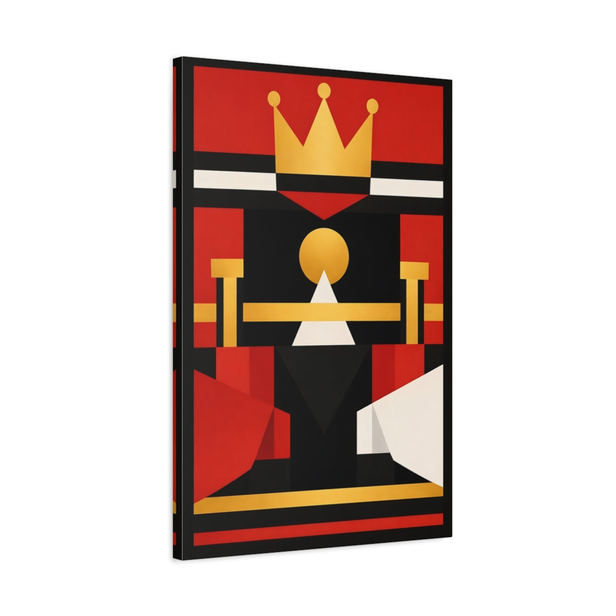 Side Mockup 2. Abstract Crown Red Black Gold shown as stretched canvas wall art