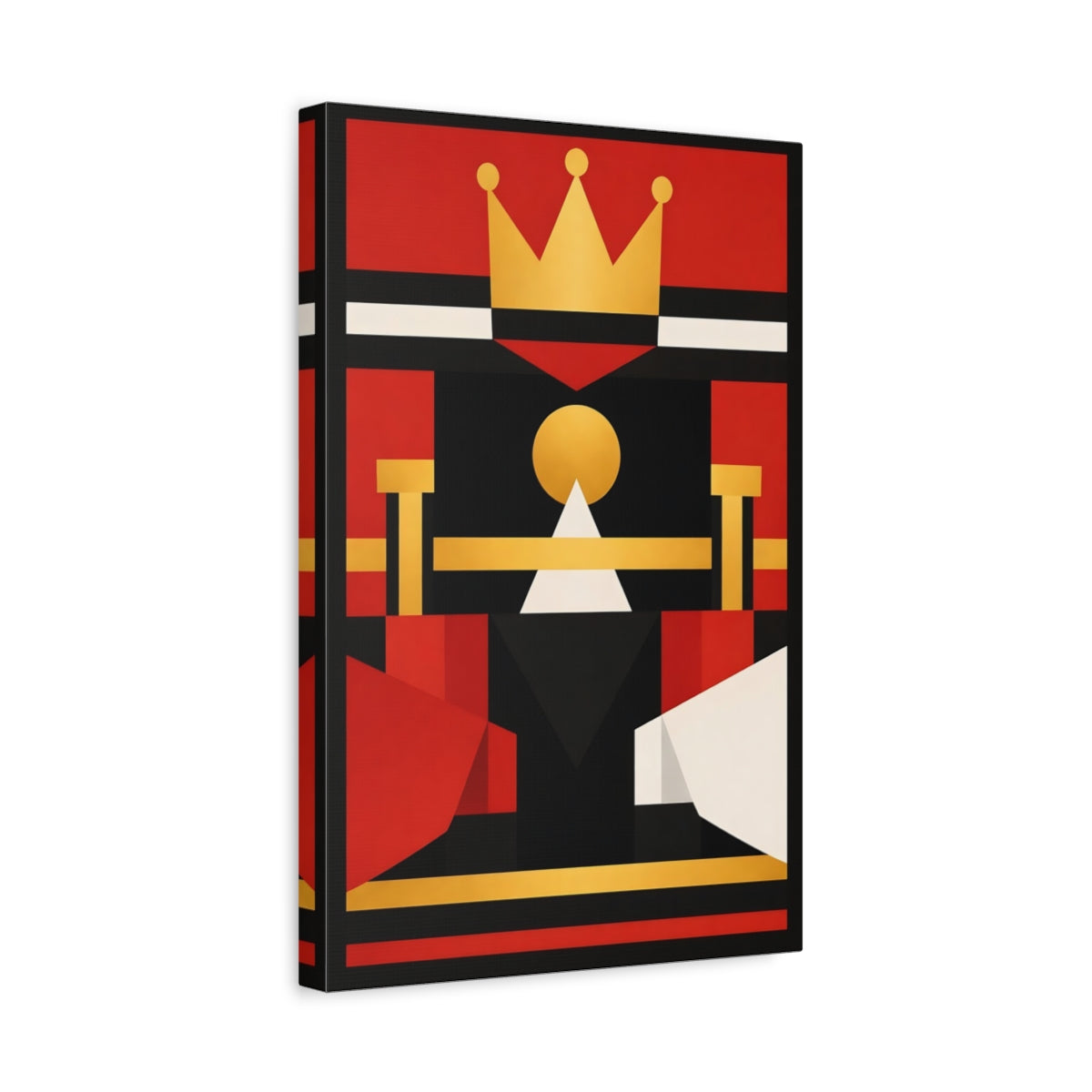 Side Mockup 4. Abstract Crown Red Black Gold shown as stretched canvas wall art