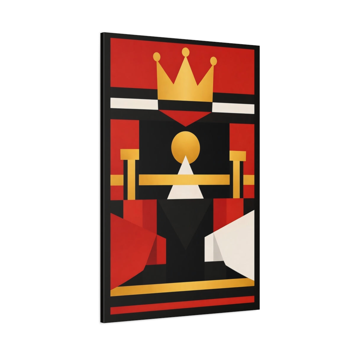 Main Mockup. Abstract Crown Red Black Gold shown as stretched canvas wall art